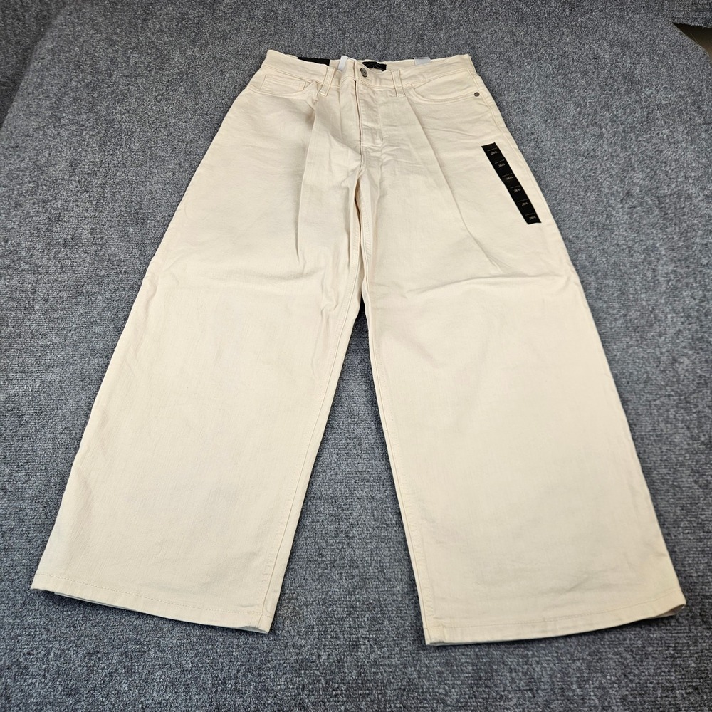 Banana Republic Wide Leg Crop Jeans Cream High Rise Denim Pants 28/6 NEW